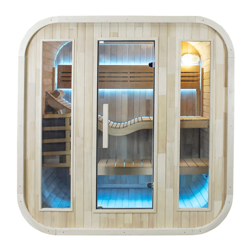 Outdoor Furniture Wood - 屋外サウナ モダンデザインキャビン 屋外バレルサウナ 4人用 赤外線木製屋外サウナ