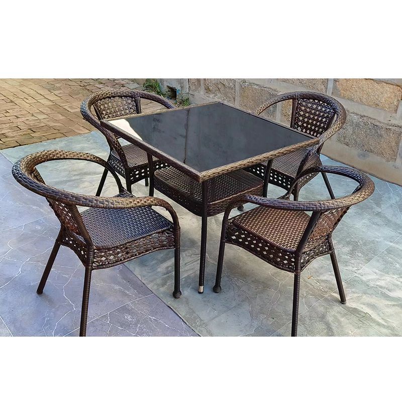 屋外ラタンテーブルと椅子 リビングルーム 屋外中庭テーブルセ - Outdoor Furniture Metal Chairs のレビューと価格
