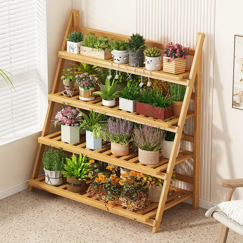 無垢材フラワーシェルフ植物棚多層折りたたみ独創性デザイン植物 - Outdoor Furniture Wood のレビューと価格