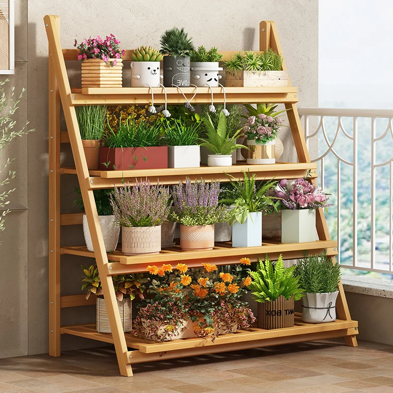 無垢材フラワーシェルフ植物棚多層折りたたみ独創性デザイン植物 - Outdoor Furniture Wood のレビューと価格